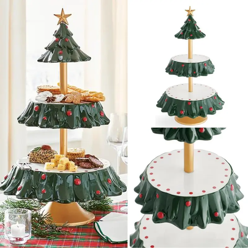 1 PCS Christmas Fruit Plate Tree Dessert Table Food Dispenser Dessert Table Display Stand Synthetic Resin