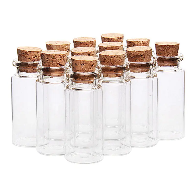 HGHO 120 Pcs Vials Bottles Mini Glass Bottle With Cork Stopper Wish Bottles, For Weddings, Creations And Decorations(10Ml )