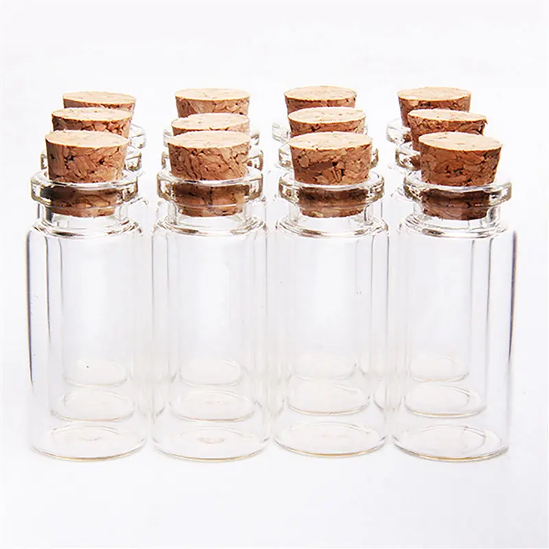 HGHO 120 Pcs Vials Bottles Mini Glass Bottle With Cork Stopper Wish Bottles, For Weddings, Creations And Decorations(10Ml )