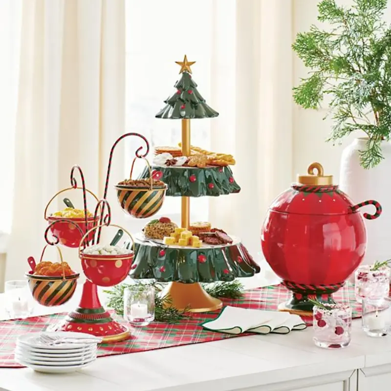 1 PCS Christmas Fruit Plate Tree Dessert Table Food Dispenser Dessert Table Display Stand Synthetic Resin