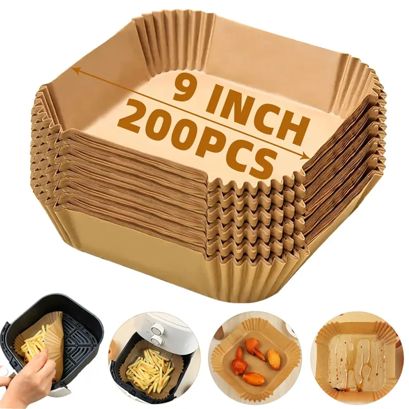 HGHO 200PCS Air Fryer Liners Disposable,9Inch Square Air Fryer Parchment Paper Liners For 5-8Qtair Fryer,Non-Stick Waterproof