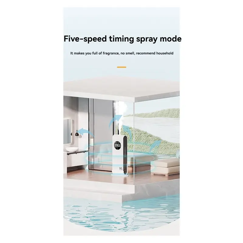 HGHO USB Rechargeable Deodorant Home Fragrance With Clock Function 5 Spary Mode Aromatherapy Diffuser Wall-Mounted Fragrance A