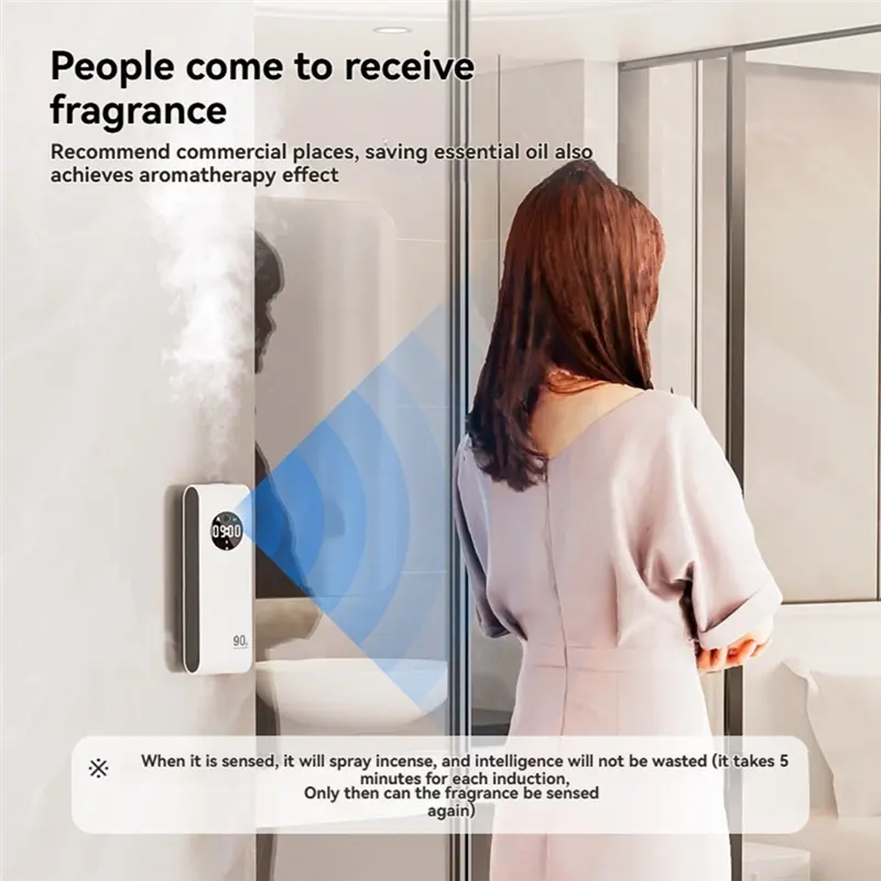 HGHO USB Rechargeable Deodorant Home Fragrance With Clock Function 5 Spary Mode Aromatherapy Diffuser Wall-Mounted Fragrance A