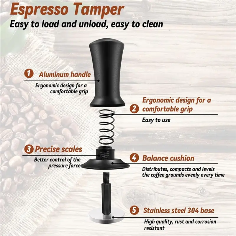 HGHO 22 PCS Espresso Accessories Coffee Espresso Tamper Set With Espresso Tamper, WDT Tool, Coffee Stirrer, Frothing Pitcher 58M