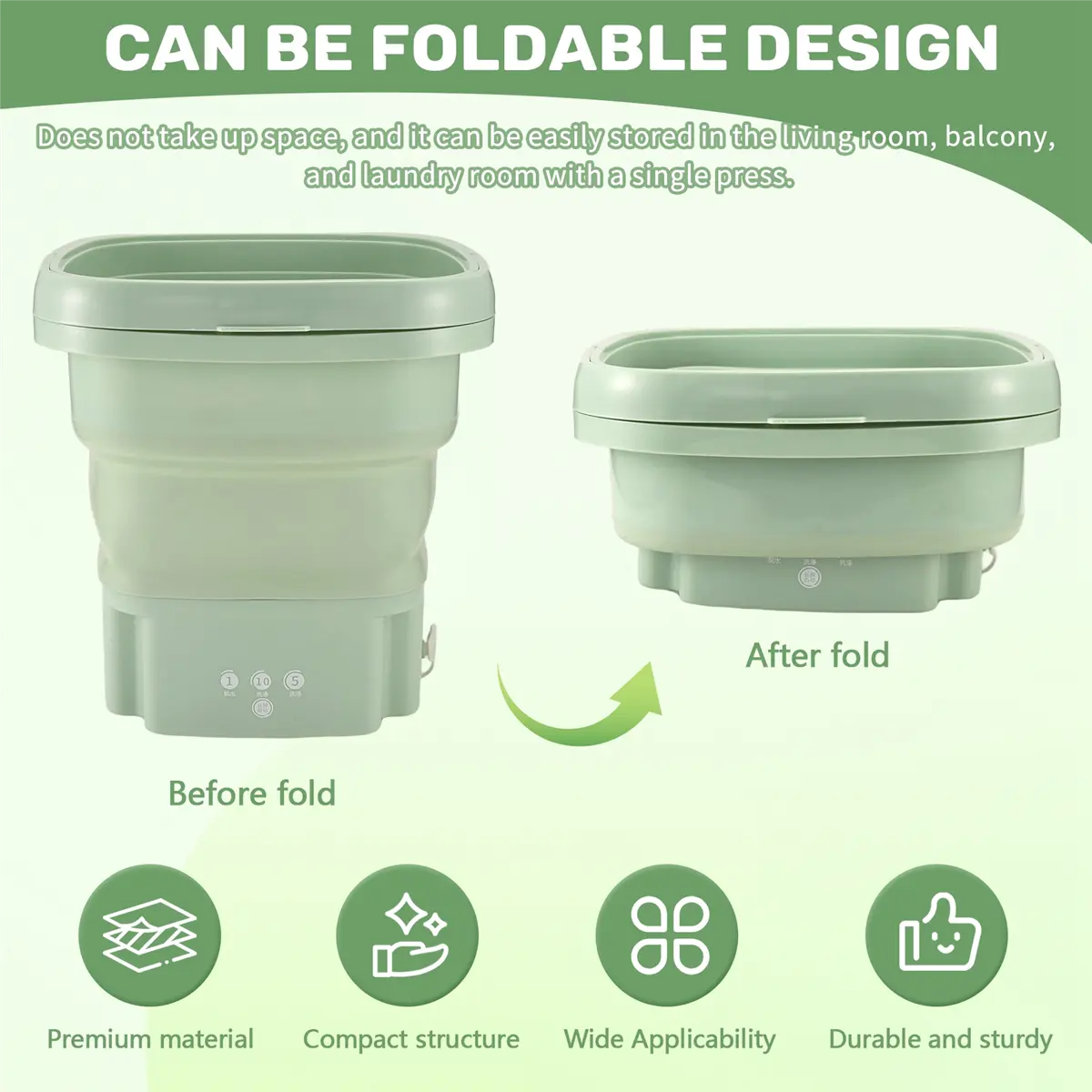 New Folding Washing Machine with Dryer Bucket for Clothes Socks Underwear Cleaning Washer Mini Green EU Plug