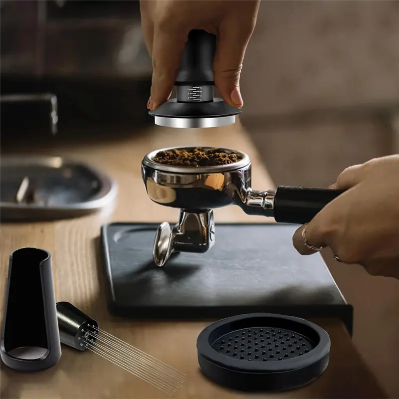 HGHO 22 PCS Espresso Accessories Coffee Espresso Tamper Set With Espresso Tamper, WDT Tool, Coffee Stirrer, Frothing Pitcher 58M