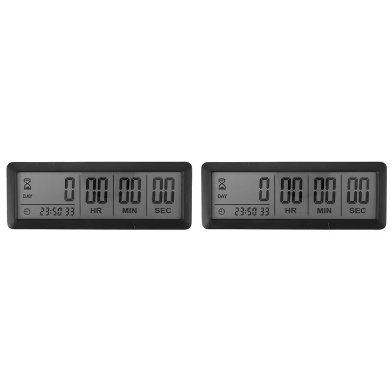 HGHO 2X Big Digital Countdown Days Timer Clock - 999 Days Count Down Clock Timer For Graduation Lab Kitchen (Black)