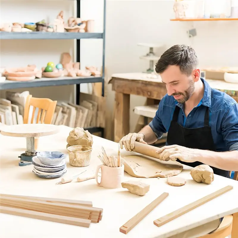 HGHO Pottery Rolling Pin Set - 10 Pieces In 5 Sizes For Polymer Clay And Pottery Pottery Teaching Tools With Thickness
