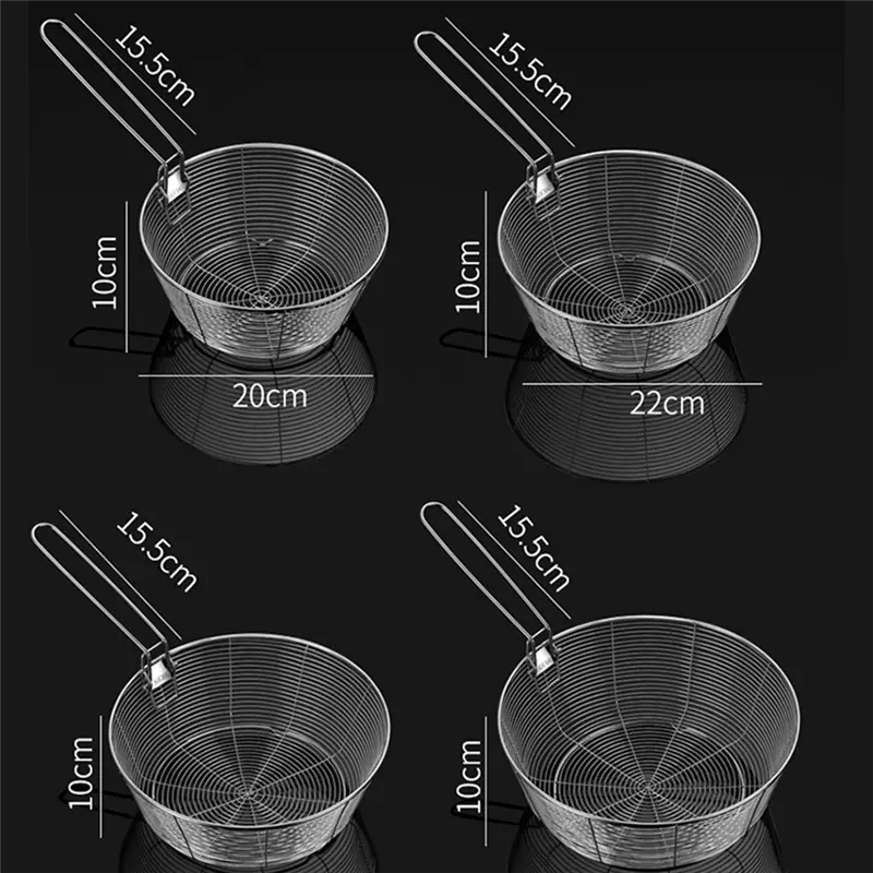 HGHO Strainer Basket Fine Mesh Non-Stick Bottom Foldable Handle Anti-Scalding Heat Resistant Rust-Proof Kitc