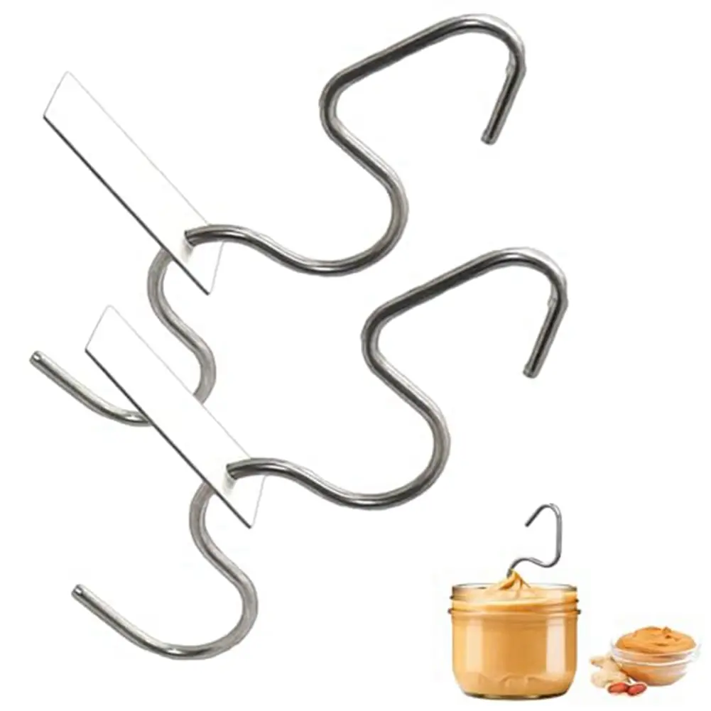 HGHO 4 Pcs Peanut Butter Stirrer, Stainless Steel Peanut Nut Butter Mixer Stirring Jam Stirring Peanut Butter Mixer Tool Durable