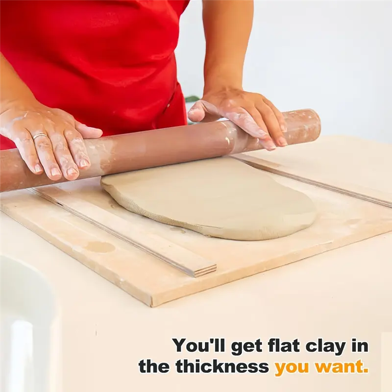 HGHO Pottery Rolling Pin Set - 10 Pieces In 5 Sizes For Polymer Clay And Pottery Pottery Teaching Tools With Thickness