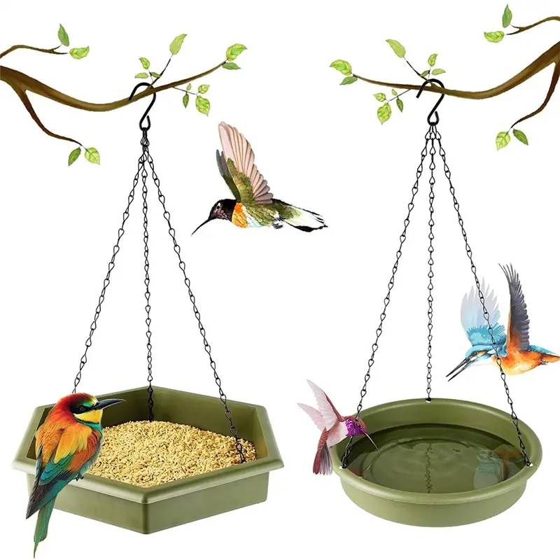 HGHO Hanging Bird Bath,Bird Bath - Bird Feeder, 2 In 1 Hanging Bird Feeder & Bird Bath For Outside, Hanging Bird Baths