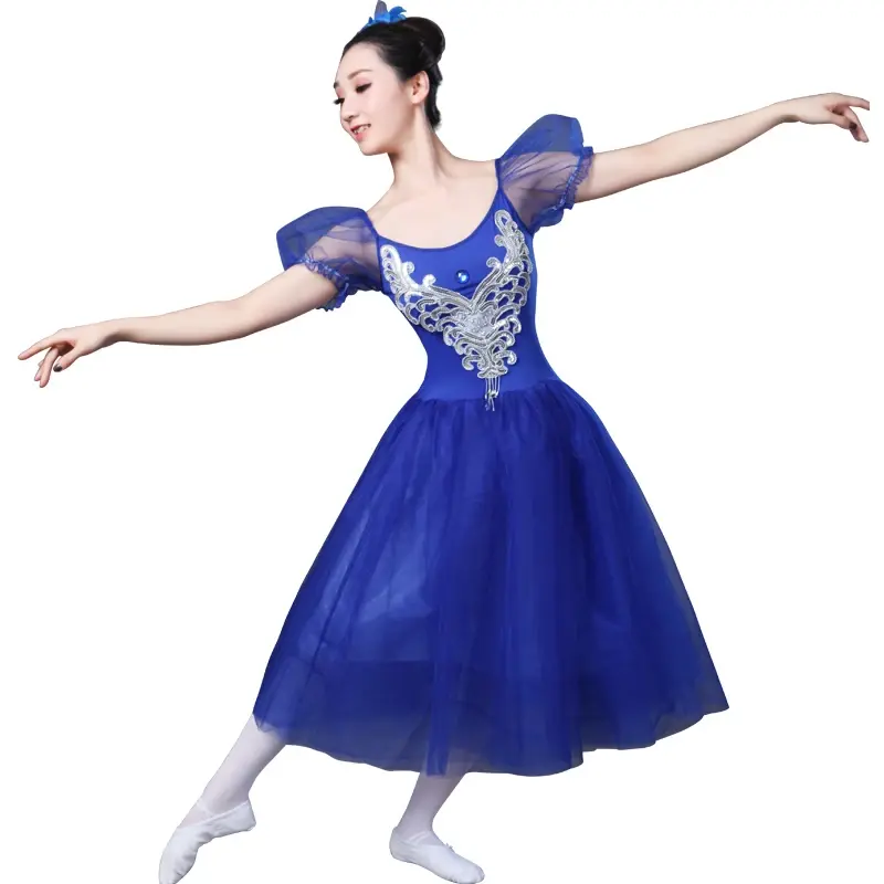 Romantic Ballet Dress Adult Female Swan Lake Stage Wear Costumes Puff Sleeve Classical Ballet Tutu Performance Competition Wear