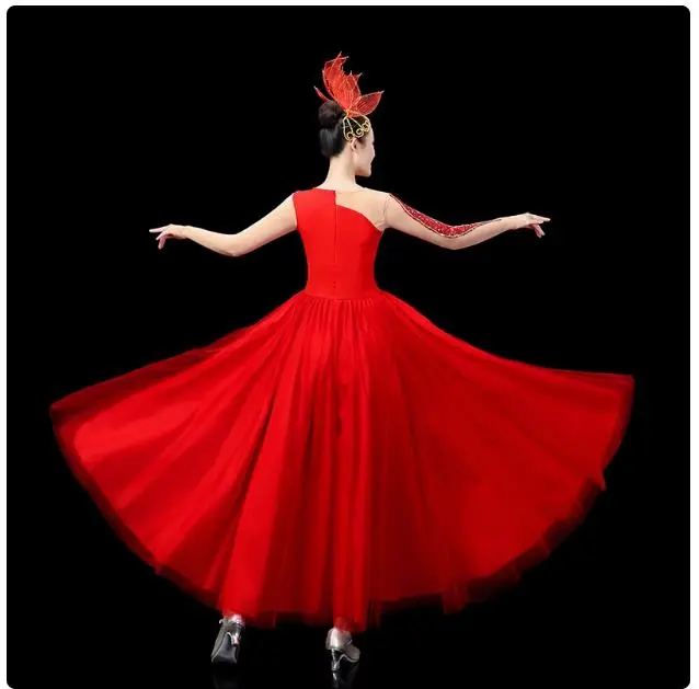 Opening Dance Large Swing Dress Costume Women's Modern Atmosphere 720 Degrees Dress Dance