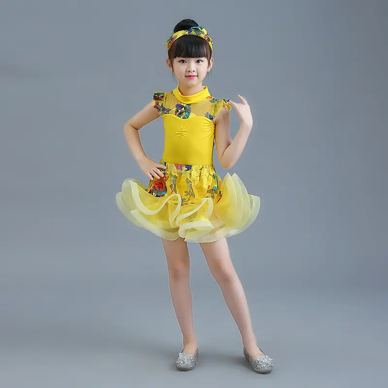 Children Professional Latin Dance Dress for Girls Ballroom Dancing Dresses Rumba Cha Cha Samba Practice Dress Latin Performance