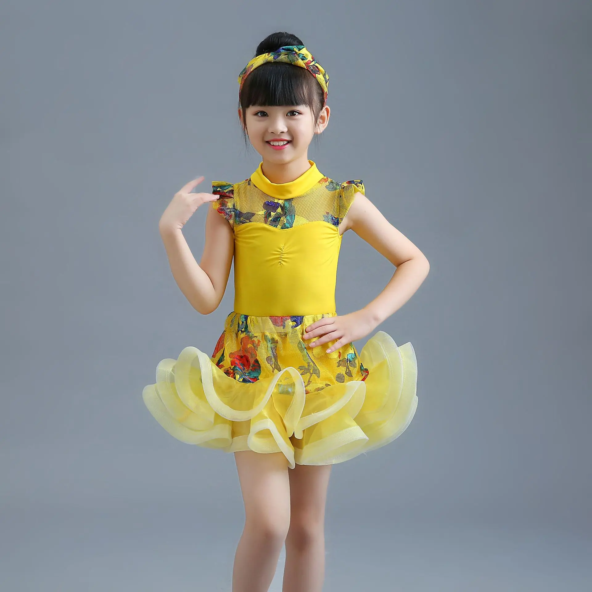 Children Professional Latin Dance Dress for Girls Ballroom Dancing Dresses Rumba Cha Cha Samba Practice Dress Latin Performance