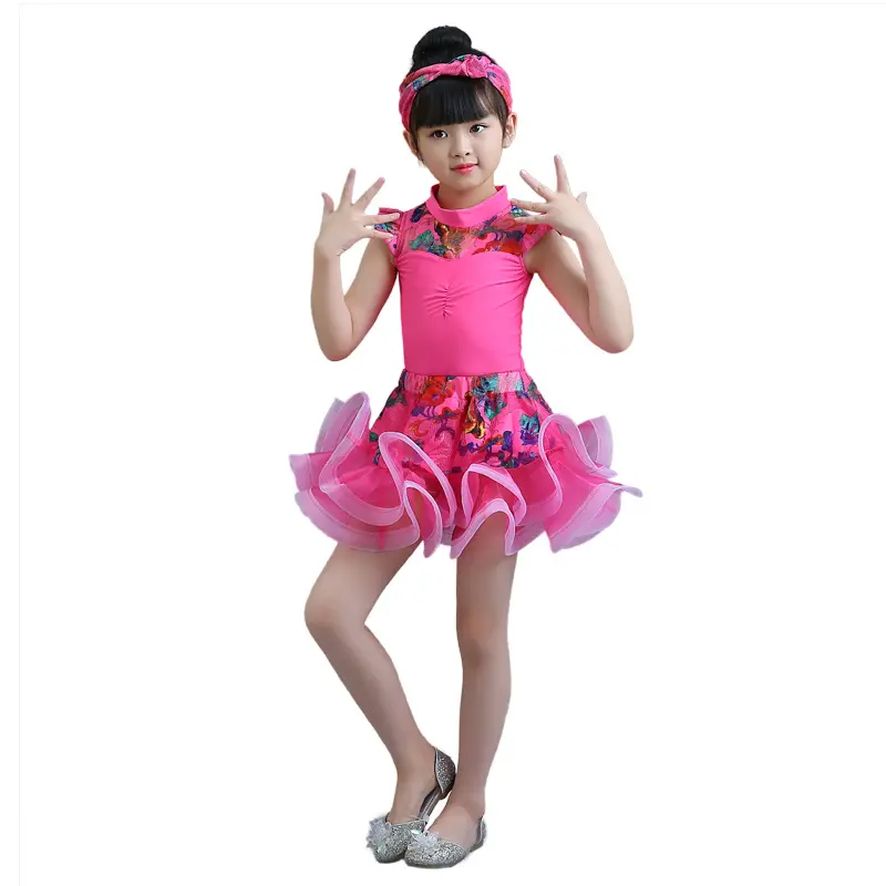 Children Professional Latin Dance Dress for Girls Ballroom Dancing Dresses Rumba Cha Cha Samba Practice Dress Latin Performance