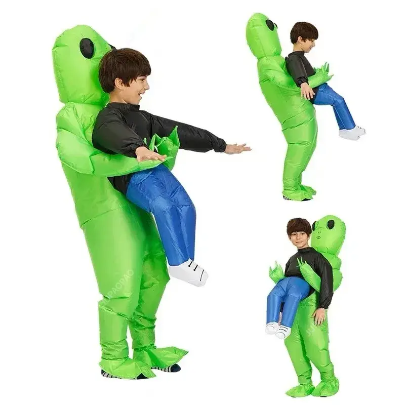 Adult green ET Alien Inflatable Costume Anime Suits Dress Mascot Halloween Party Cosplay Costumes for Man Woman Boys Girls Kids