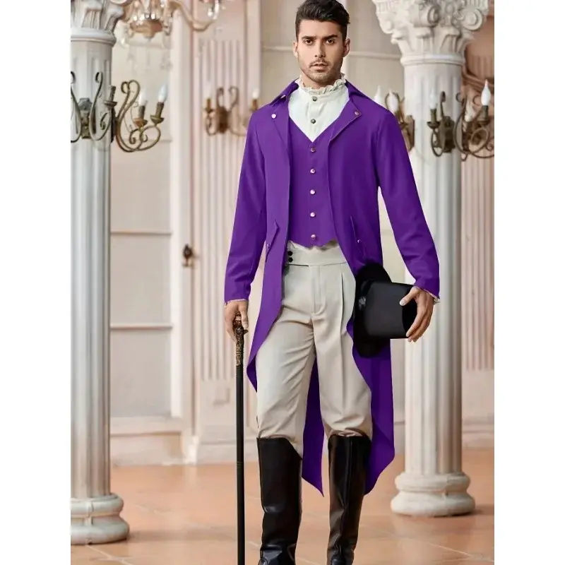 Renaissance Pirate Christmas Party Costume Autumn Men's Elegant Steampunk Victorian Jacket Gothic Tailcoat Costume Vintage