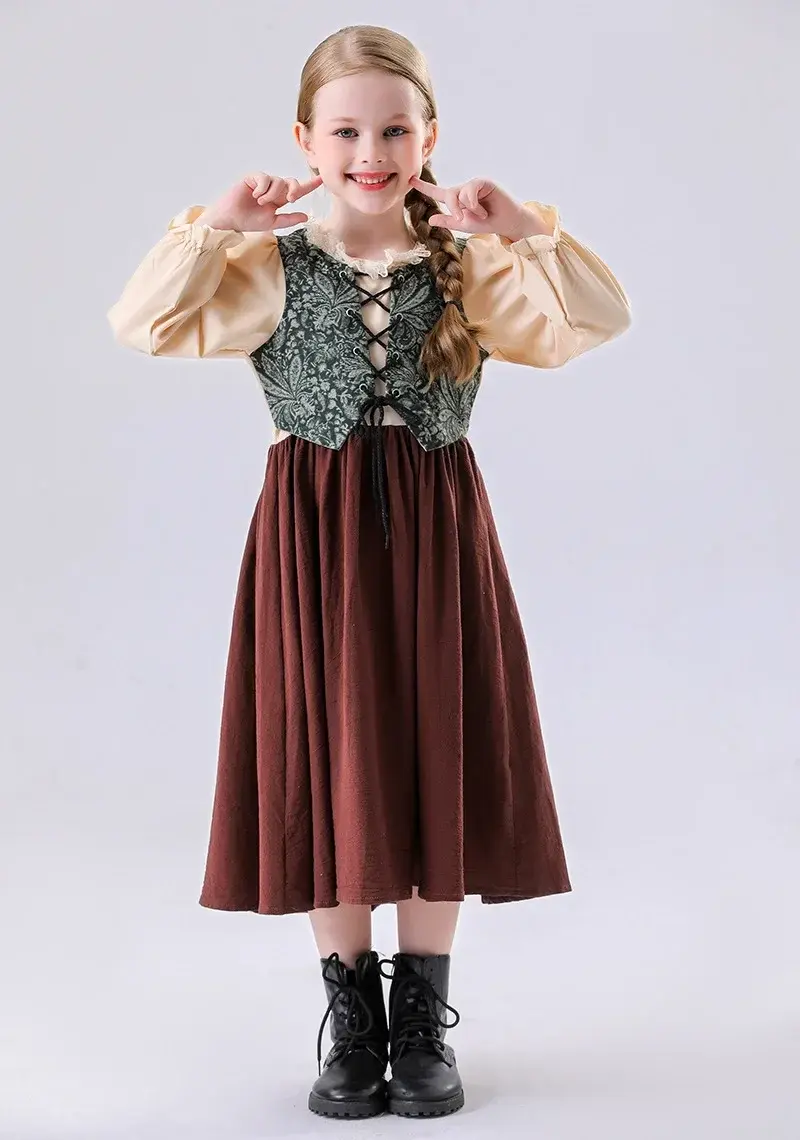 Girls Fashion Cosplay Costumes Medieval Retro Exquisite Elegant Dress Halloween Party Stage Performance Costume