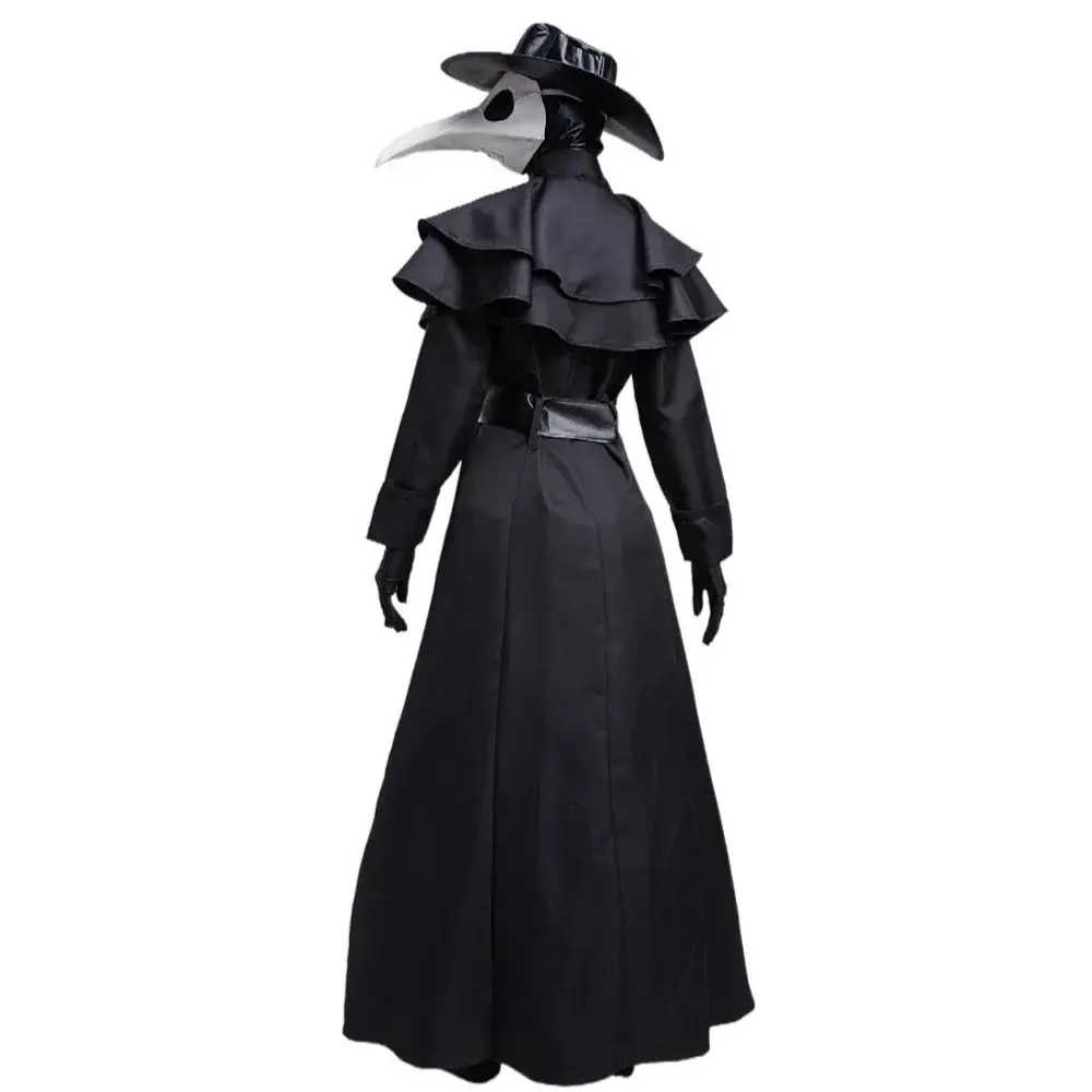 Halloween Medieval Plague Doctor Costume Steampunk Middle Ages War Nurse Bird Beak Playsuit Carnival Cosplay Fancy Party Dress
