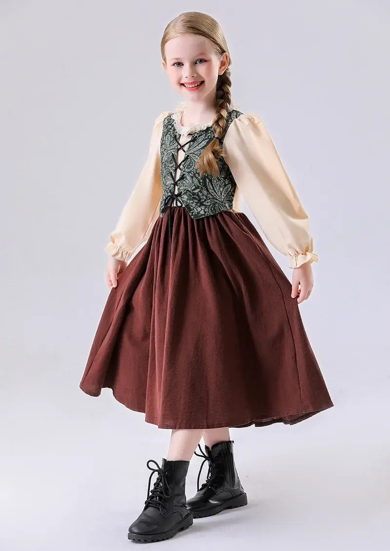 Girls Fashion Cosplay Costumes Medieval Retro Exquisite Elegant Dress Halloween Party Stage Performance Costume