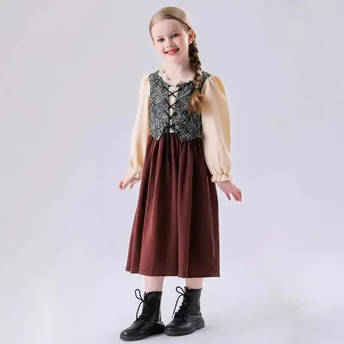 Girls Fashion Cosplay Costumes Medieval Retro Exquisite Elegant Dress Halloween Party Stage Performance Costume