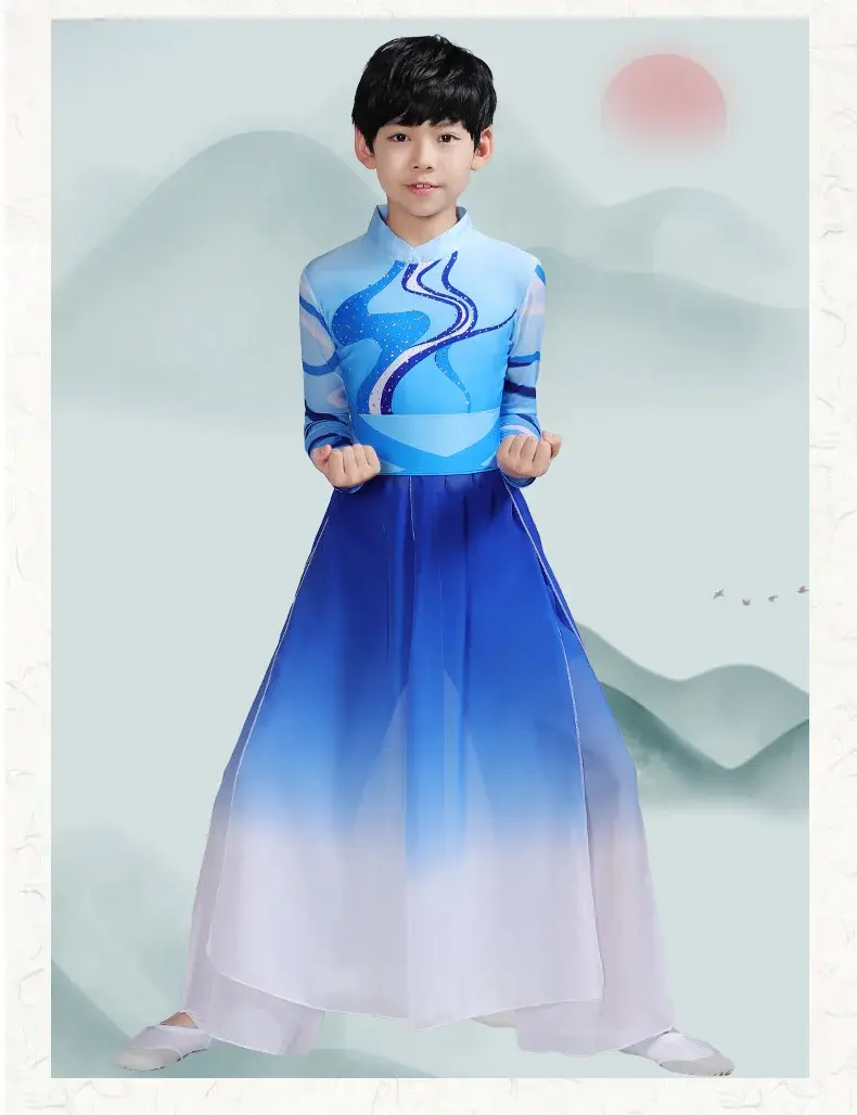 LMANMX Chinese folk dance costumeChildrenXiangshan Shui Moonclassical dance performance men and womenmodern elegantfolk outfit