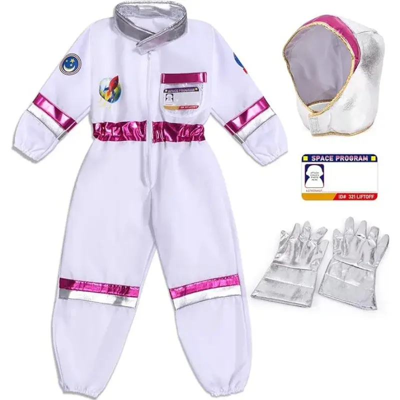 Children's Space Suit Pink Astronaut Cosplay Cos Party Suit Gloves 2025 New Halloween  Performance Costumes Anime Cosplay