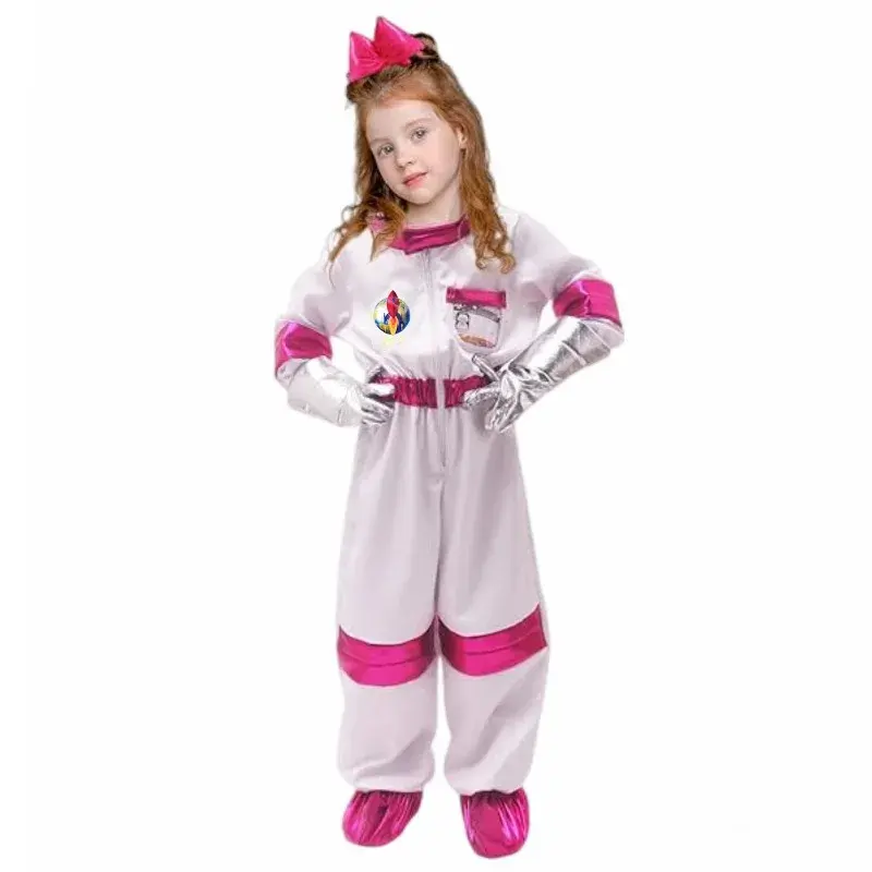 Children's Space Suit Pink Astronaut Cosplay Cos Party Suit Gloves 2025 New Halloween  Performance Costumes Anime Cosplay