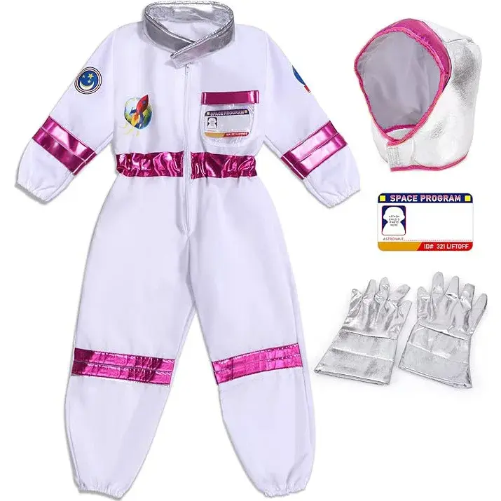 Children's Space Suit Pink Astronaut Cosplay Cos Party Suit Gloves 2025 New Halloween  Performance Costumes Anime Cosplay