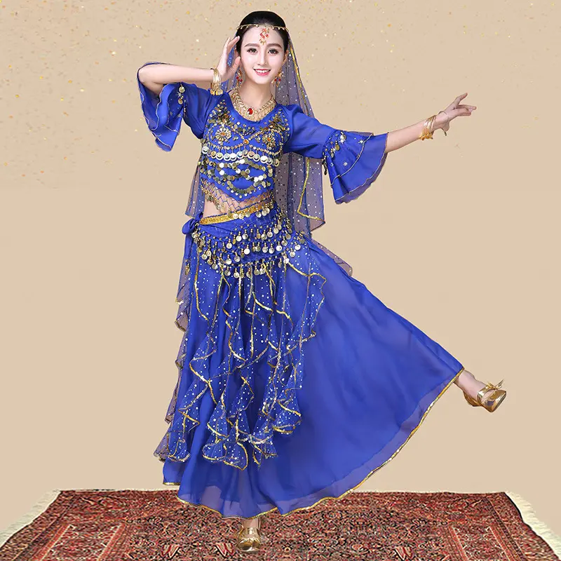 Clothing Dance Practice Clothing Belly Dance Suit New Long-sleeved Suit Belly  Clothing Indian Dance Performance