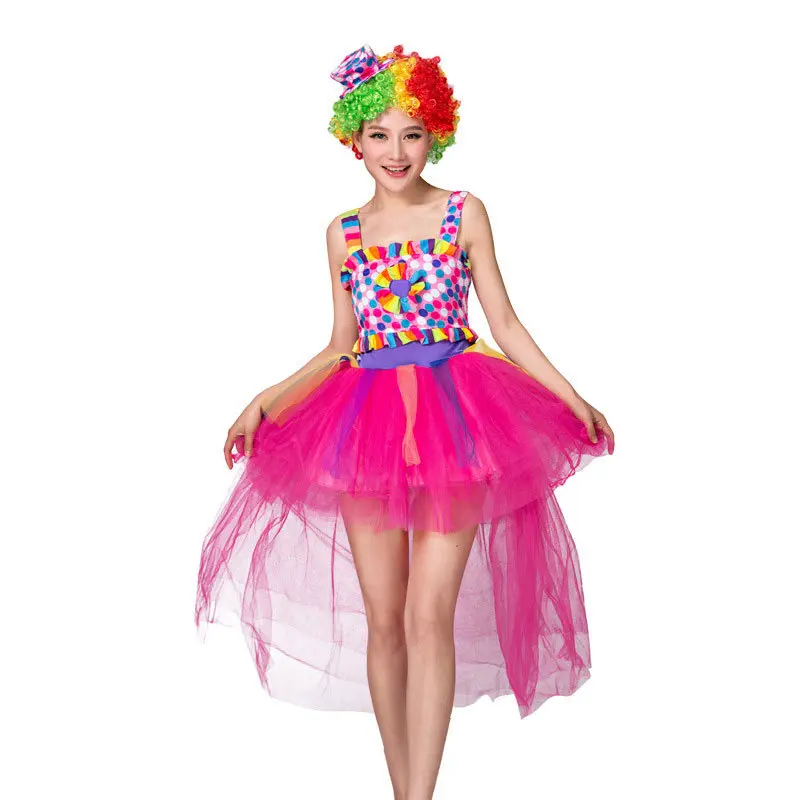 Role-playing adult ugly clothing, women's clown clothes, performance costume, masquerade ball clothes, clown skirts, clown sets