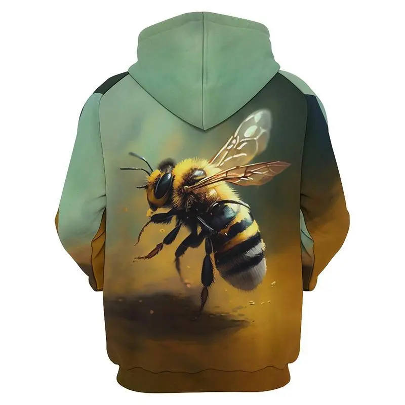 Cute Bee Pattern Hoodies Fashion Spring Autumn Mens Kids Funny 3D Printed Long Sleeve Hoodie Casual Oversized Harajuku Pullovers