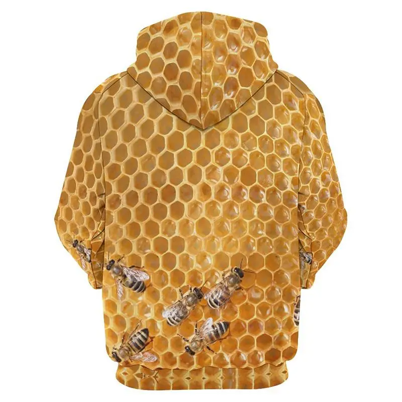 Cute Bee Pattern Hoodies Fashion Spring Autumn Mens Kids Funny 3D Printed Long Sleeve Hoodie Casual Oversized Harajuku Pullovers