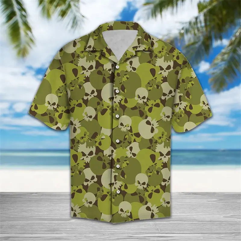 Fashion Camouflage Horse Game Controller Shark Pattern Shirts Summer Casual 3D Printed Hawaiian Shirts Loose Breathable Blouse
