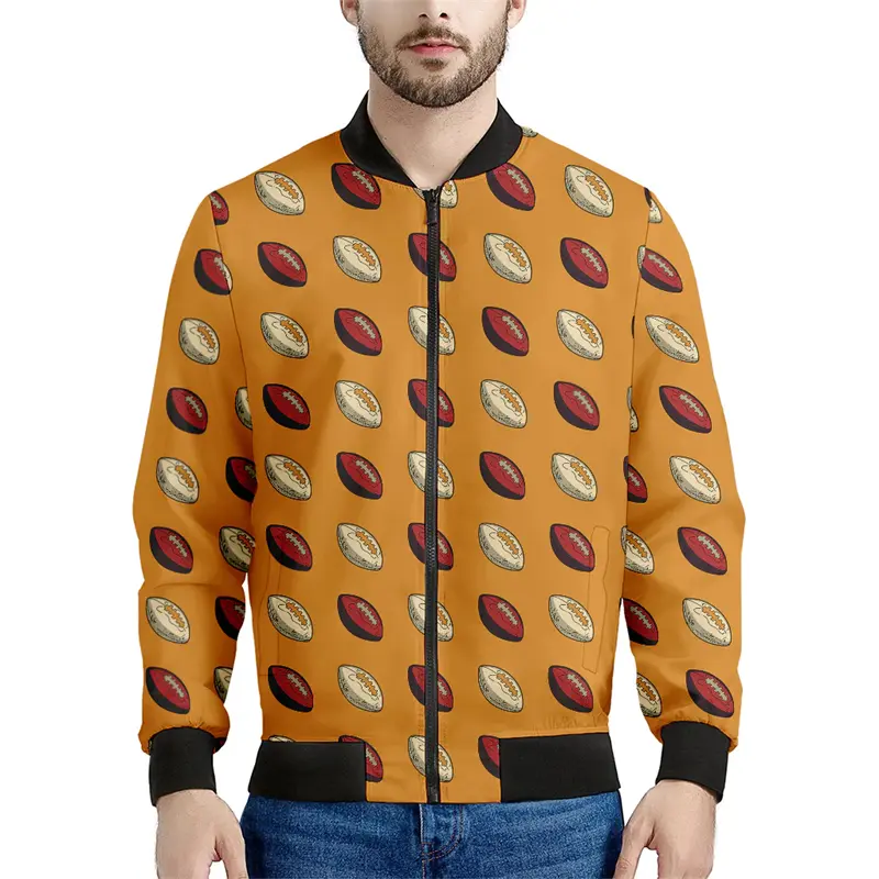 Fashion 3D Football Printed Bomber Jacket Casual Spring Autumn Outdoor Sports Jacket Loose Streetwear Oversized Mens Clothing