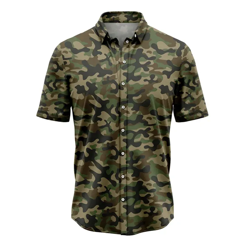 Fashion Camouflage Horse Game Controller Shark Pattern Shirts Summer Casual 3D Printed Hawaiian Shirts Loose Breathable Blouse