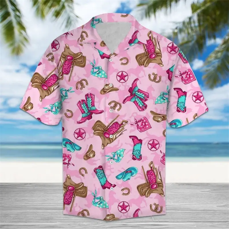 Funny Cow Pattern Hawaiian Shirts For Men Summer Fashion Short Sleeve 3D Printed Lapel Shirt Casual Oversized Button Blouses