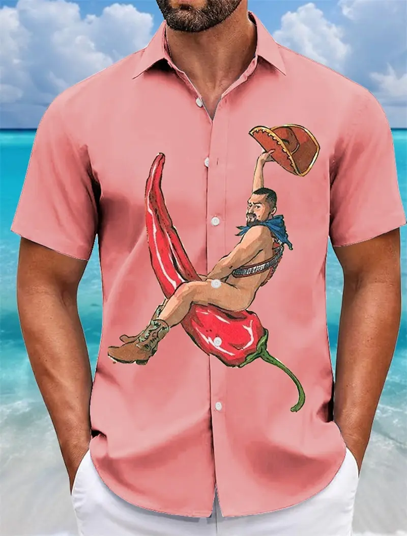 Funny Cowboy Graphic Hawaiian Shirts For Men Fashion Summer Short Sleeve 3D Printed Blouse Loose Streetwear Harajuku Shirt Tops