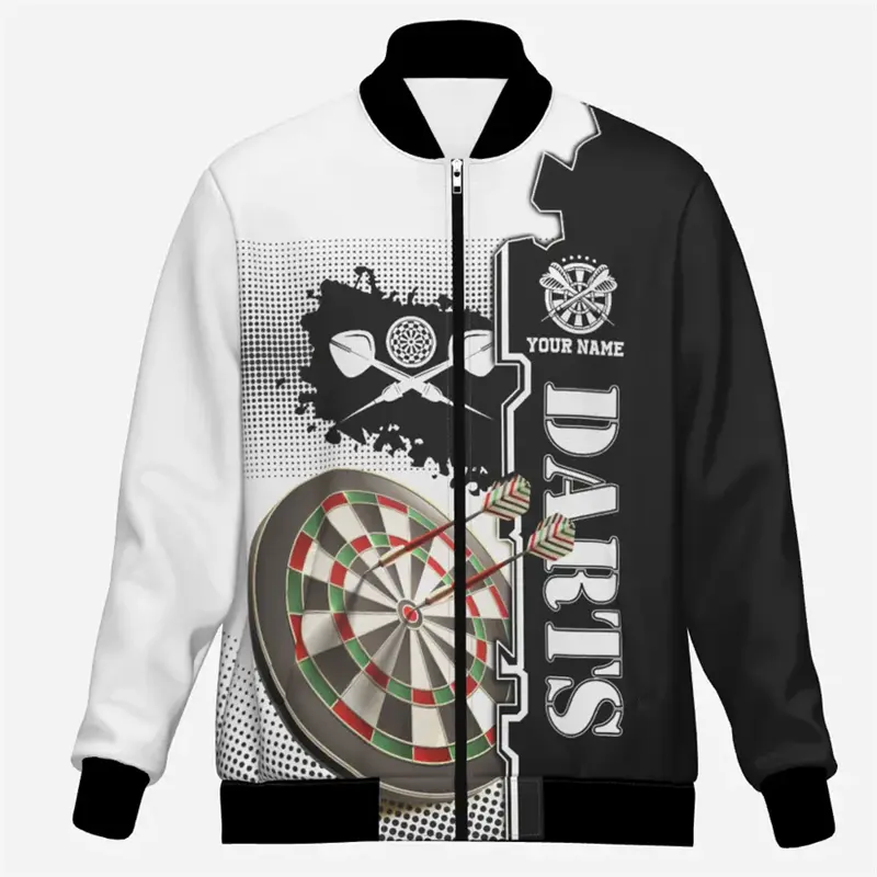 Fashion Darts 3D Printed Jacket Custom Name Team Name Personalization Zipper Jackets Trend Casual Oversized Sweatshirt Coat