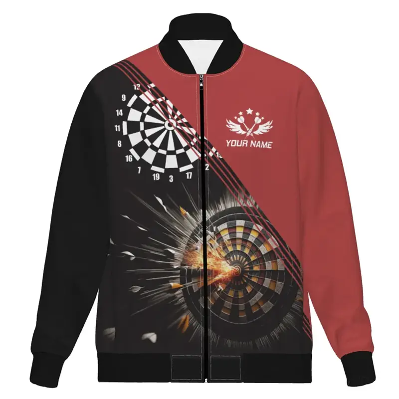 Fashion Darts 3D Printed Jacket Custom Name Team Name Personalization Zipper Jackets Trend Casual Oversized Sweatshirt Coat