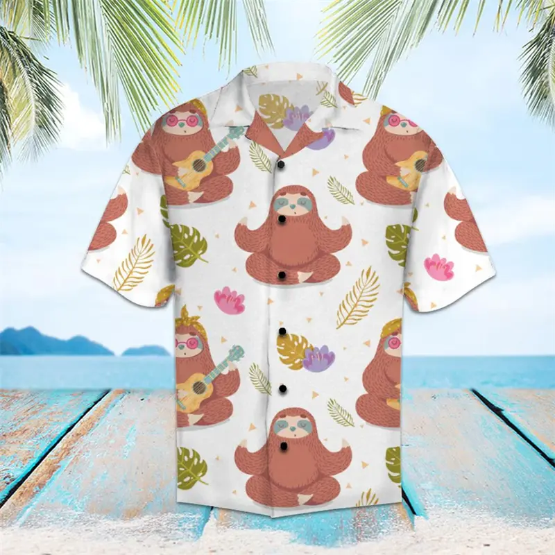 Fashion Ukulele Pattern Hawaiian Shirts Summer Casual Musical Instruments 3D Printed Shirt Loose Streetwear Breathable Blouse