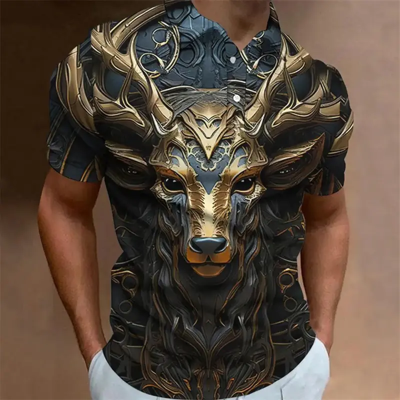 Retro Men's Polo Shirt 3d Animal Print Short Sleeve Golf T-Shirt Fashion High Quality Men Clothing Street Designer Polo T-Shirt