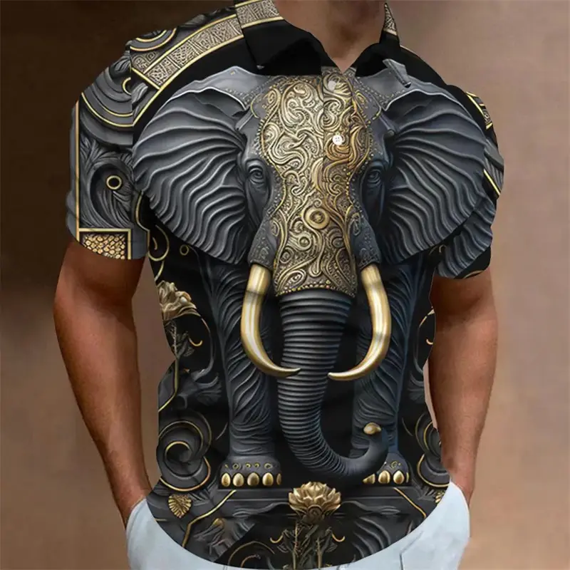 Retro Men's Polo Shirt 3d Animal Print Short Sleeve Golf T-Shirt Fashion High Quality Men Clothing Street Designer Polo T-Shirt