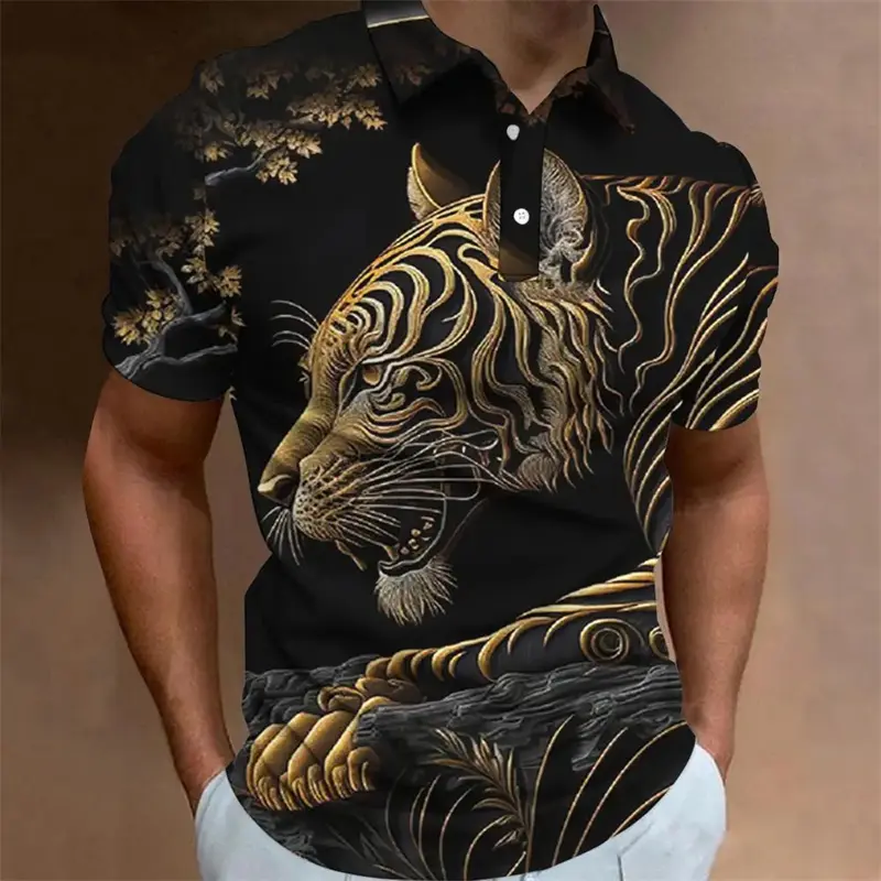 Retro Men's Polo Shirt 3d Animal Print Short Sleeve Golf T-Shirt Fashion High Quality Men Clothing Street Designer Polo T-Shirt
