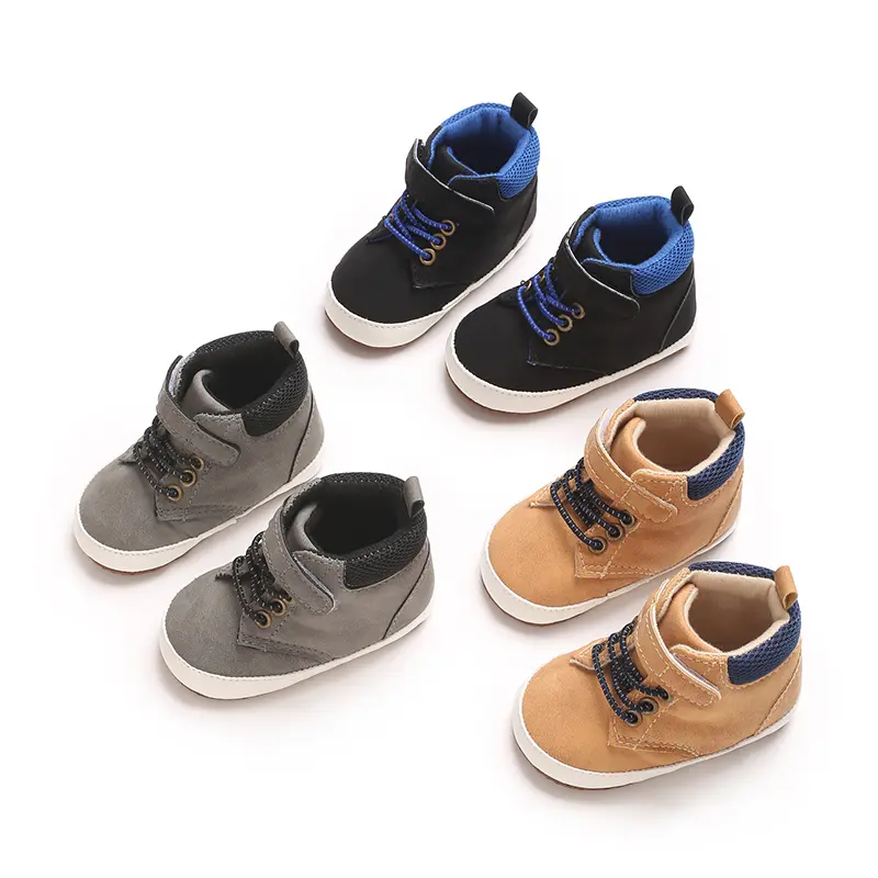 Baby Boys Girls High Top Sneakers Soft Soles Anti Skid Infant Ankle Shoes Toddler Prewalker First Walking Crib Shoes