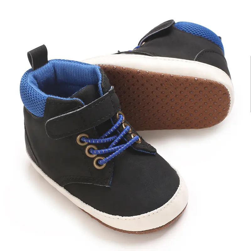 Baby Boys Girls High Top Sneakers Soft Soles Anti Skid Infant Ankle Shoes Toddler Prewalker First Walking Crib Shoes
