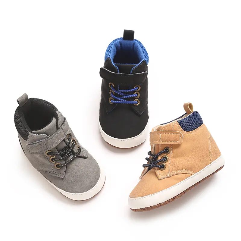 Baby Boys Girls High Top Sneakers Soft Soles Anti Skid Infant Ankle Shoes Toddler Prewalker First Walking Crib Shoes