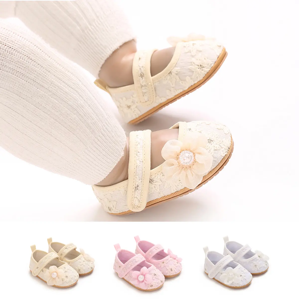 Baby Girls Mary Jane Flats with Bownot Non Slip Soft Sole PU Leather Newborn Infant Toddler First Walker Cirb Dress Shoes